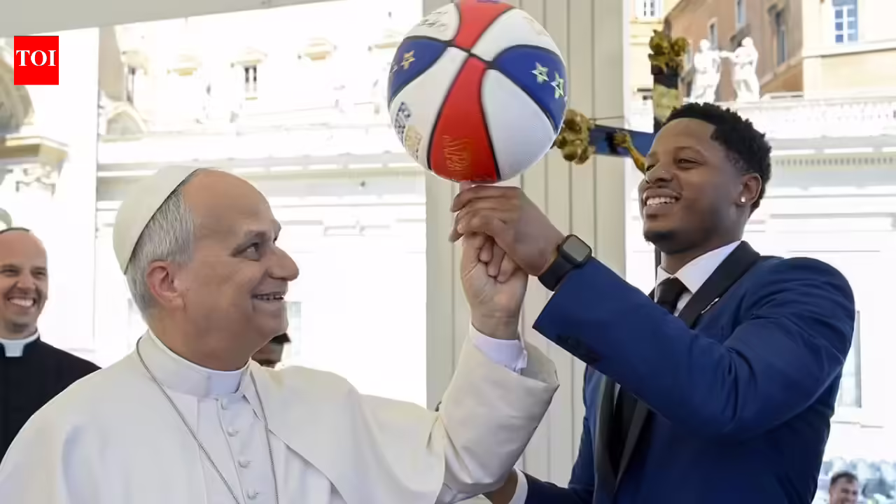 Pope Leo XIV spends quality time with Harlem Globetrotters as he attempts to spin a basketball on his finger | International Sports News