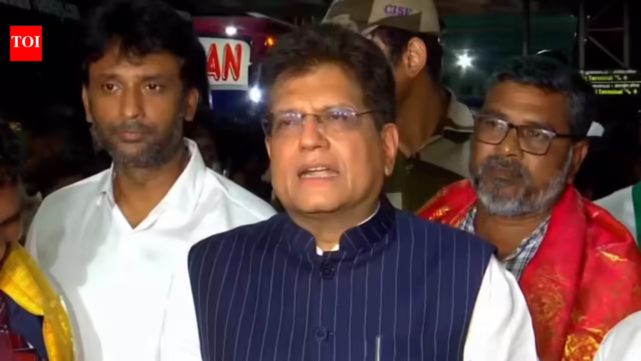 Union minister Piyush Goyal welcomes second batch of evacuated Indian fishermen at Chennai Airport. India News