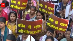 Row over women quota bill: BJP leaders protest against Rahul Gandhi in Delhi, burn effigies; 2 MPs detained. India News