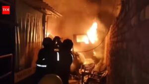 Transformer wire snaps & sparks fire, 30 vehicles kept at police station gutted. Noida News