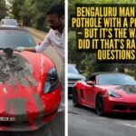 Bengaluru man fixes pothole with a Porsche – but it’s the way he did it that’s raising questions