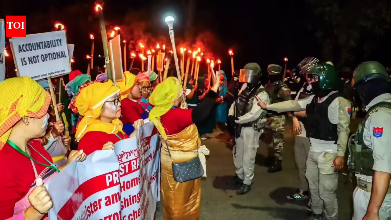 Torch Rally In Manipur: Manipur unrest: Torch rally over Tronglaobi blast turns violent; protesters clash with security forces Imphal News