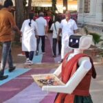 Sari-clad robot greets voters at polling station in Coimbatore | Coimbatore News