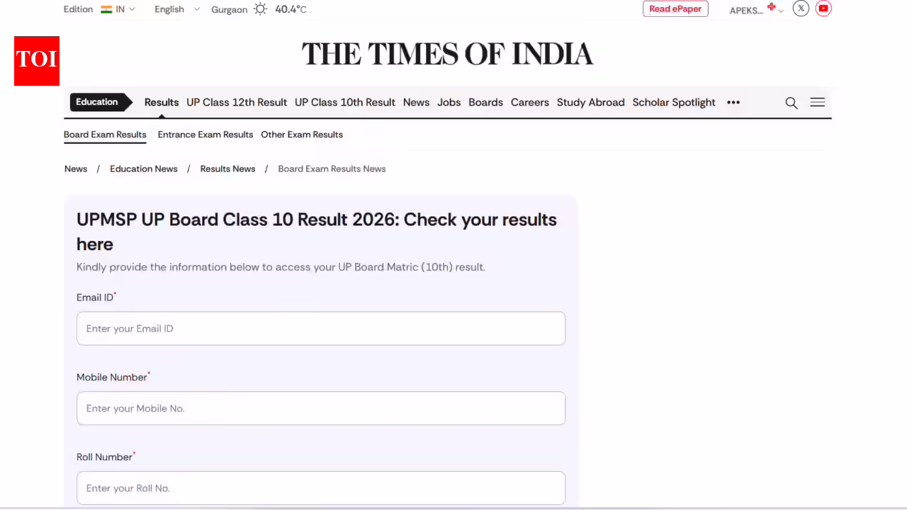 UP Board result 2026 released: Official UPMSP website crashes; direct link to check Class 10, 12 scores on TOI portal