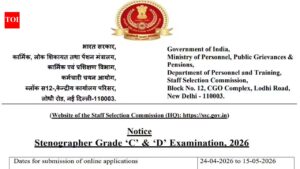SSC stenographer Grade C and D exam 2026: Notification released, applications begin at ssc.gov.in
