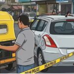 Auto-rickshaw damaged after being hit by car in East Delhi’s Shakarpur, driver injured. Delhi News