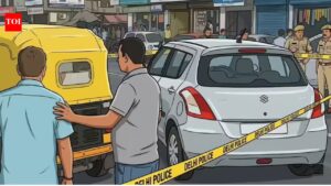 Auto-rickshaw damaged after being hit by car in East Delhi’s Shakarpur, driver injured. Delhi News