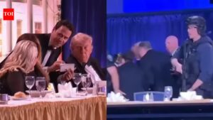 Watch: Donald Trump ducks for cover as security rushes to evacuate him after shots heard at White House press dinner