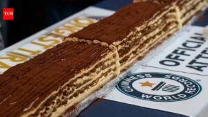 Guinness World Records: London sets Guinness World Record with 440-metre tiramisu made by 100 chefs using 50,000 biscuits. world news