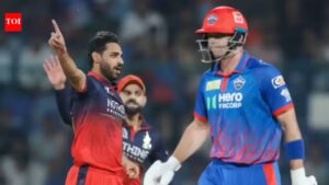 Six down for 13! Bhuvneshwar Kumar, Hazlewood run riot as Delhi Capitals post lowest powerplay score in IPL history. cricket news