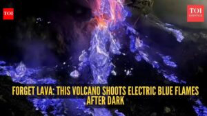 This volcano doesn’t glow red – it turns electric blue at night and looks straight out of a sci-fi movie