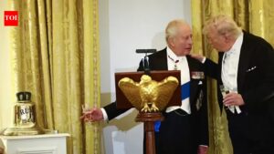 ‘Just give us a ring!’: King Charles presents Trump with historic submarine bell at state dinner |