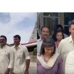 Varalaxmi Sarathkumar visits Tirumala Temple with father Sarathkumar, offers prayers.