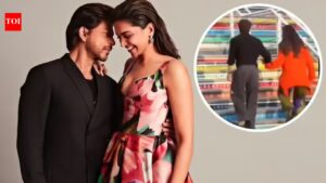 Shah Rukh Khan holds Deepika Padukone’s hand on ‘King’ sets; helps pregnant co-star up a flight of stairs during shoot- WATCH﻿ |