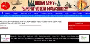 Indian Army CSBO Grade-II recruitment 2026 notification released for 190 posts; check details and application process