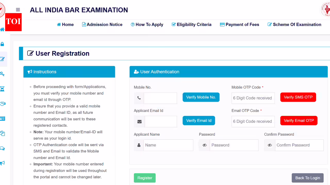 AIBE 21 application correction window 2026 closes today at allindiabarexamination.com; direct link here