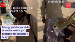 Indian Weddings: Delivery guy gets ‘noto ki mala’ with Rs 100 bonus from ‘shadi wala ghar”; netizens call it ‘most royal payment of the day’