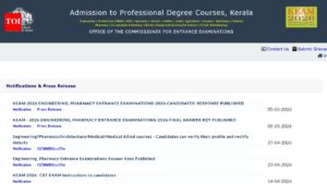 KEAM 2026 answer key, response sheet released at cee.kerala.gov.in: Direct link to download here