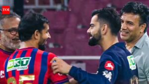 Virat Kohli shares heartwarming moment with Prince Yadav after pacer removes him for duck. cricket news