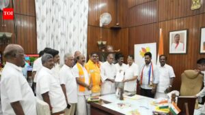 Rangasamy meets LG, stakes claim to form government in Puducherry. India News